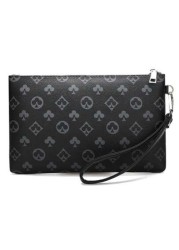 Portable Fashion Pu Leather Men Wallet Hand Bag Male Clutch Purse Large Capacity Coin Zipper Purses Money Bag Wash Bag Toiletry Bag Handbag For University Students For Outdoor Travel Work And School H