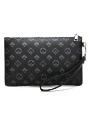 Portable Fashion Pu Leather Men Wallet Hand Bag Male Clutch Purse Large Capacity Coin Zipper Purses Money Bag Wash Bag Toiletry Bag Handbag For University Students For Outdoor Travel Work And School H