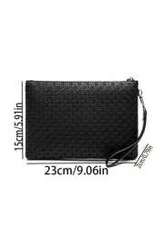 Men Single PU Embossed Clutch Wrist Bag Clutch Bag Hand Bag Wristlet Bag Purses Travel Work Summer Holiday Bag Multi Functional For Commute Undergraduates University Stylish Practical Portable Handbag