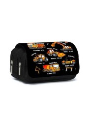 Truck Pattern Printed Double Layer Flip Pen Bag