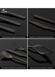 LIFE SMILE Cutlery Set, 18/10 Pure Stainless Steel Flatware Set with Stand, Rust Proof &amp; Fade Proof Dinnerware Set (SHINE BLACK, 88 Pieces)