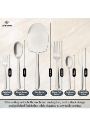 LIFE SMILE Cutlery Set, 18/10 Pure Stainless Steel Flatware Set with Stand, Rust Proof &amp; Fade Proof Dinnerware Set (MATTE SILVER, 88 Pieces)