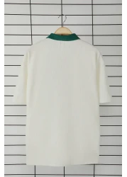  Collection Ecru Regular Polo Neck Plain Knitted Polo Neck T-Shirt Tmnss25Po00005
