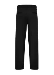  Collection Baggy Fit Black Pleated Fabric Trousers - TMNSS24PL00024