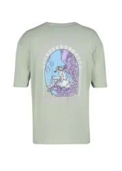  Collection Art Printed Mint Oversize Cotton T-Shirt - Short Sleeve Tmnss21Ts3559