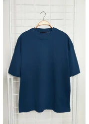  Collection Navy Oversize Printed Cotton T-Shirt - Tmnss23Ts00168