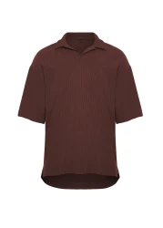  Collection OTToman POlo Collar T-Shirt - Wide FiT, TexTure and No Crease, Brown, Limited Edition TMNSS23po00020