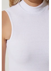 Happiness İstanbul Women's Black and White Turtleneck Sleeveless 2-Pack Knitted Blouse GT00012