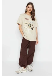  Collection Premium Stone 100% Cotton Printed Oversize/Wide Fit Crew Neck Knitted T-Shirt TWOSS23TS00282