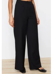  Collection Wide Leg Pleated Black Fabric Trousers - Twoss21Pl0189