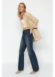  Collection بنطلون جينز أزرق داكن عالي الخصر وواسع الساق TWOAW24JE00313