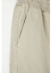  Collection بنطال كارجو بقصة عادية بلون حجري للجنسين - خصر مطاطي، قصة مربوطة TMNSS24PL00003