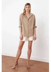  Collection قميص منسوج من القطن بقصة فضفاضة من المنك TWOAW20GO0107