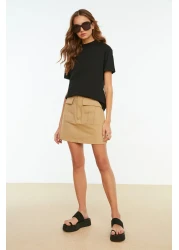  Collection Black Stand Collar 100% Cotton T-Shirt - Twoaw20Ts0096