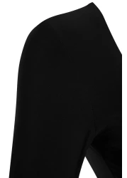  Collection فستان أسود منتفخ برقبة مربعة مناسب ماكسي محبوك قابل للتمدد TWOAW24EL00613