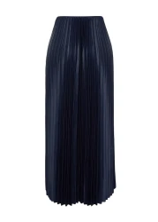  Collection Navy Blue Pleated Maxi Stretchy Knitted Skirt TWOSS24ET00041
