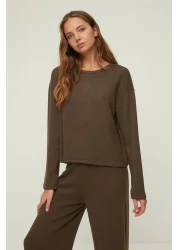  Collection Brown Corded Knitted Pajama Set Thmaw21Pt0684