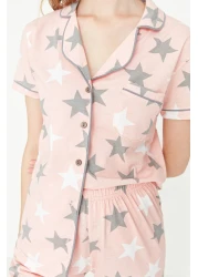  Collection Powder Star Shirt-Pants Knitted Pajamas Set Thmss21Pt0786