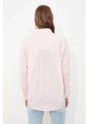  Collection Pink Single Pocket Boyfriend/Wide Fit Cotton Woven Shirt TWOAW20GO0115