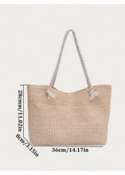 Woven Large Capacity Tote Bag Lightweight Shopping Shoulder Bag Summer Handbag Perfect For Travel Summer Women Bags For Vacation Holiday School Bag Large Capacity Portable For Teen Girls Women College