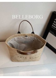 Large Capacity Casual Vacation Straw Tote Bag Minimalist Elegant Women Shoulder Handbag