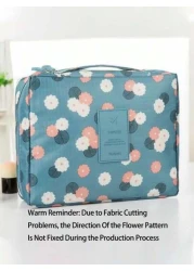 1pc Portable Travel Toiletry Bag Cosmetic Bag Large Capacity Waterproof Makeup Organizer Pouch Soft Dual Layer Cosmetic Bag Waterproof Makeup Bag Bathroom Decor Summer Makeup Organizer