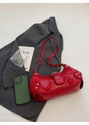 Niche Design Casual Versatile Minimalist Fashion PU Texture Shoulder Crossbody Handheld Crescent Bag