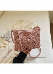 Handwoven Small Crossbody Bag For Women New Woven Shoulder Bag Niche Beach Casual Versatile Square Small Envelope Bag Fashion Crossbody Bag For Holiday Beach