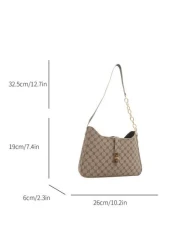 1pc Zipper Decorated With Metal Lock Floral Pattern Fashionable Versatile Casual Shoulder Bag Suitable For Women Daily Use