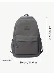 High Capacity Backpack For Teens Casual Nylon School Bag With Adjustable Strap Zipper Closure Polyester Lining Sewing Thread Detail Wet Wipe Clean 33 46inch Shoulder Strap Ideal For Outings