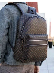 Large Capacity Printed Casual Backpack Fashion PU Leather Business Laptop School Bag