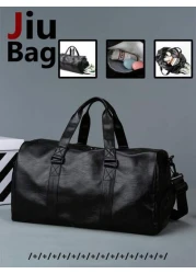 Fashion Soft Leather PU Large Capacity Duffel Bag Dry And Wet Separation Travel Bag Independent Storage Shoes Fitness Bag Multi Function Boarding Bag Necessary Mommy Bag With Children Suitable For Sch