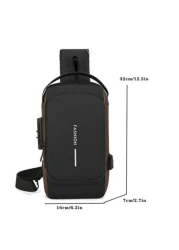New Motorcycle Bag With Password Lock Anti Theft Crossbody Bag Men Sports Outdoor USB Interface Chest Bag Sling Bag