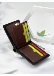 HOVI S Men s Short Wallet Casual Fashion Retro Wallet For College Students Business Youth New Multi Card Slot Color Block Design