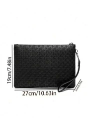 Men Single PU Embossed Clutch Wrist Bag Clutch Bag Hand Bag Wristlet Bag Purses Travel Work Summer Holiday Bag Multi Functional For Commute Undergraduates University Stylish Practical Portable Handbag