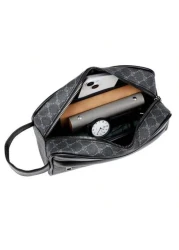 Men s PU Leather Handbag Wallet Business Wrist Bag Anti Theft Clutch Bag Mobile Phone Bag Travel Toiletry Kit Shaving Supplies Organizer