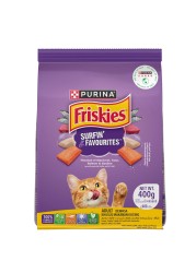 Purina Friskies Surfin&#39; Favourites Flavours of Mackerel, Tuna, Salmon and Sardine Adult Dry Cat Food, 400g