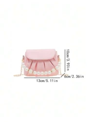 قطعة واحدة حقيبة كتف منسدلة بسلسلة اللؤلؤ الأنيقة المصنوعة من ال- PU المُبرمة بإتقان وبتصميم متناسق عالي الجود