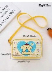 Sanrio قطعة واحدة حقيبة كتف صليب صغيرة للبنات بتصميم Kuromi وCinnamoroll من جلد البولي يوريثان، حقيبة مربعة للأطفال