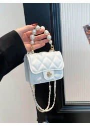 1pc Versatile Stylish Retro Crossbody Small Square Bag Mini Bag Fashion Chain Shoulder Crossbody Bag Popular New Texture Rhinestone Chain Lipstick Shoulder Crossbody Small Bag