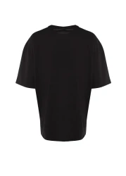  Collection Black Oversize/Wide Cut 100% Cotton Short Sleeve Basic T-Shirt Tmnss22Ts0318