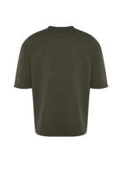  Collection Khaki Color Oversize Crew Neck Pocket T-Shirt - Tmnss23Ts00077 with Tag Detail