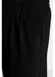  Collection Black Wide Leg Loose Fabric Baggy Pants Tmnss23Pl00039