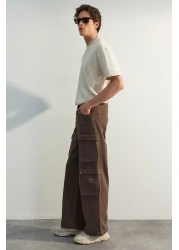  Collection Limited Edition Brown Premium Pocket Baggy Cargo Pants Tmnss23Pl00036