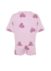  Collection Colorful Pink Heart Cotton Shorts Pajamas Set - Thmss24Pt00225