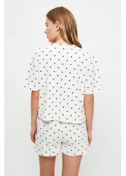  Collection Polka Dot White 100% Cotton Shorts Sleepwear Set - Thmss21Pt1485