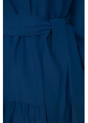  Modest فستان منسوج بحزام وطية صدر السترة وأزرار من Saks TCTSS21EL3343