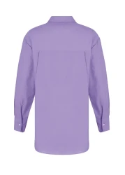  Collection قميص منسوج من القطن بجيب واحد وبقصة واسعة باللون الأرجواني الفاتح TWOAW20GO0115