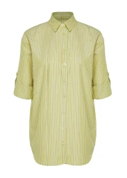  Collection Green-Multicolored Striped Woven Shirt Tbess22Go0664