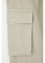  Collection بنطال كارجو بقصة عادية بلون حجري للجنسين - خصر مطاطي، قصة مربوطة TMNSS24PL00003